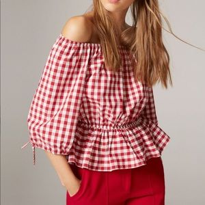 UTERQÜE off the shoulder gingham top
